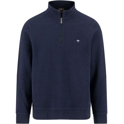 Fynch-Hatton Trui Troyer Zip Fine Structure Interlock Navy / male