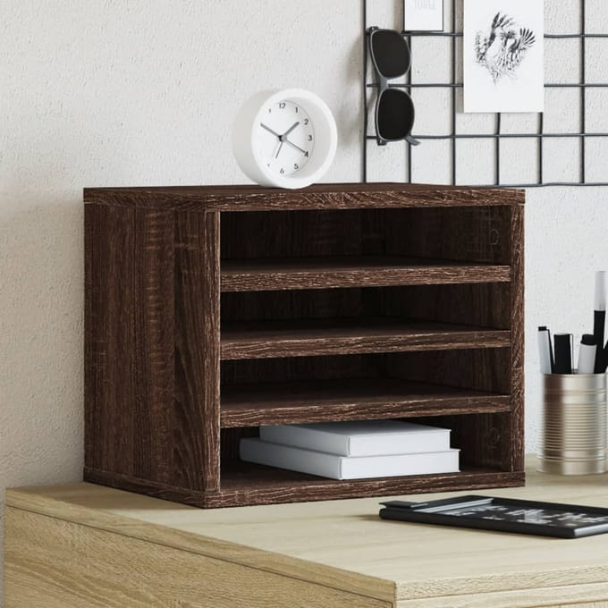 vidaXL - Bureau - organiser - 36x26x29,5 - cm - bewerkt - hout - bruin - eikenkleurig