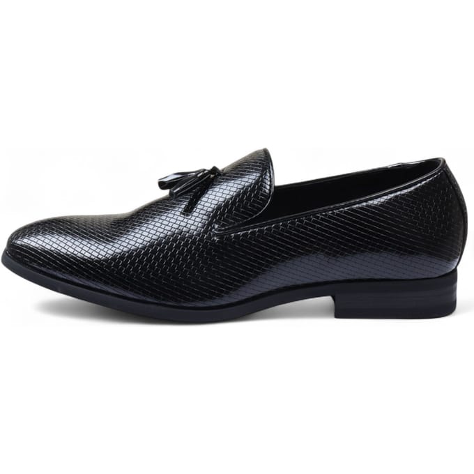 Zwarte formele loafers met kwastjes voor heren, instappers van leer