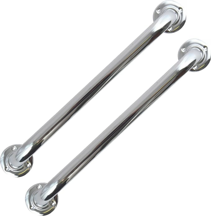 MSV Badkamer/douche wand/muur handgreep - 2x - rvs metaal - zilver - 30 cm - Extra houvast beugel