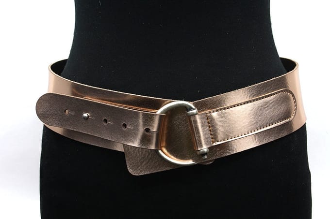 Dames heupriem rose goud - 5.5 cm breed - Leer - Brede riem - Casual - Maat 85