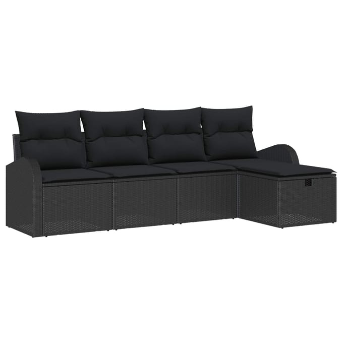 vidaXL - Bankstel - 5 - st - Zwart - poly - rattan