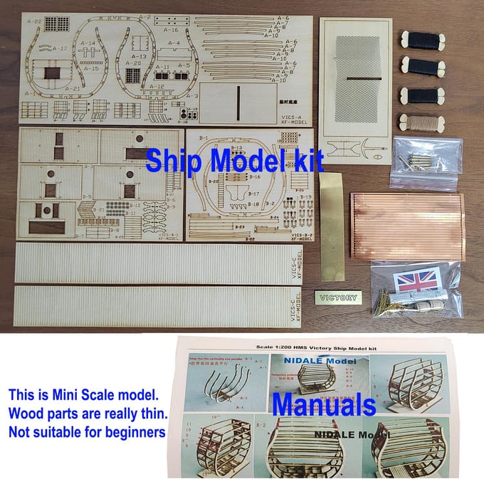 Schaal 1200 Hms Victory Scheepsmodel Bouwpakketten + Messing Upgrade Accessoires Kits Bevatten Gedetailleerde Engelse Handleidingen gray