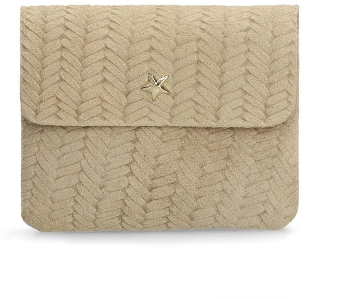Manfield - Dames - Beige suède portemonnee - Maat 1