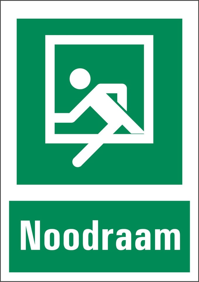 Noodraam sticker met tekst 148 x 210 mm