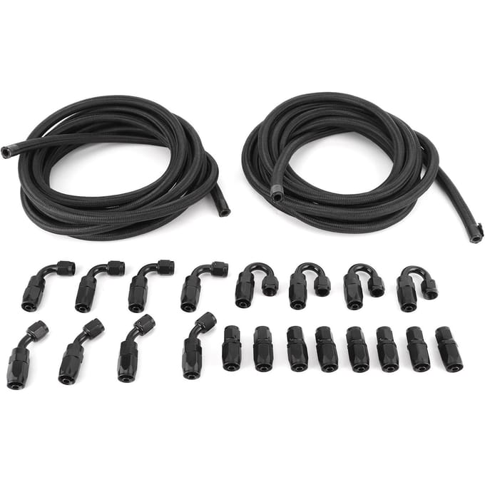 2 stuks 5m 16.4ft AN6 Brandstofleiding Slang met Slangadapter Eindset Universeel Accessoire voor Auto