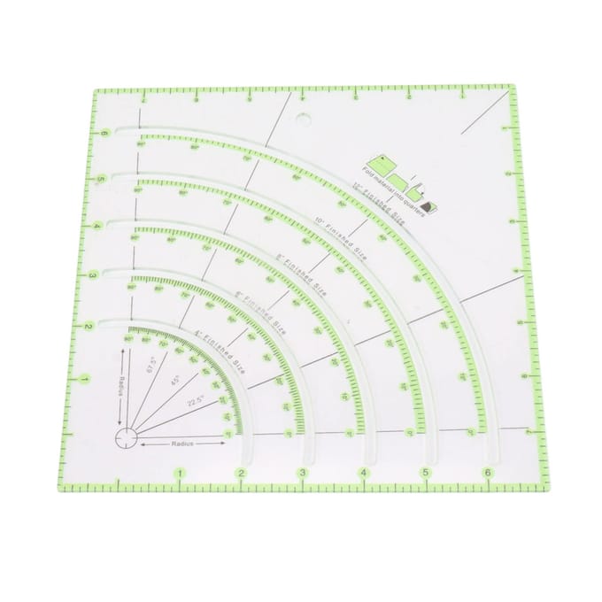 8 Inch Acryl Quiltliniaal Multifunctionele Duidelijke Bogen Waaiers Quilt Cirkelsnijder Liniaal voor beige