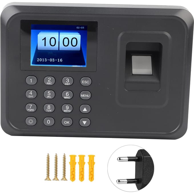 Machine de Présence LCD 2,4 pouces Empreinte Digitale Mot de Passe Horloge Temporelle gray