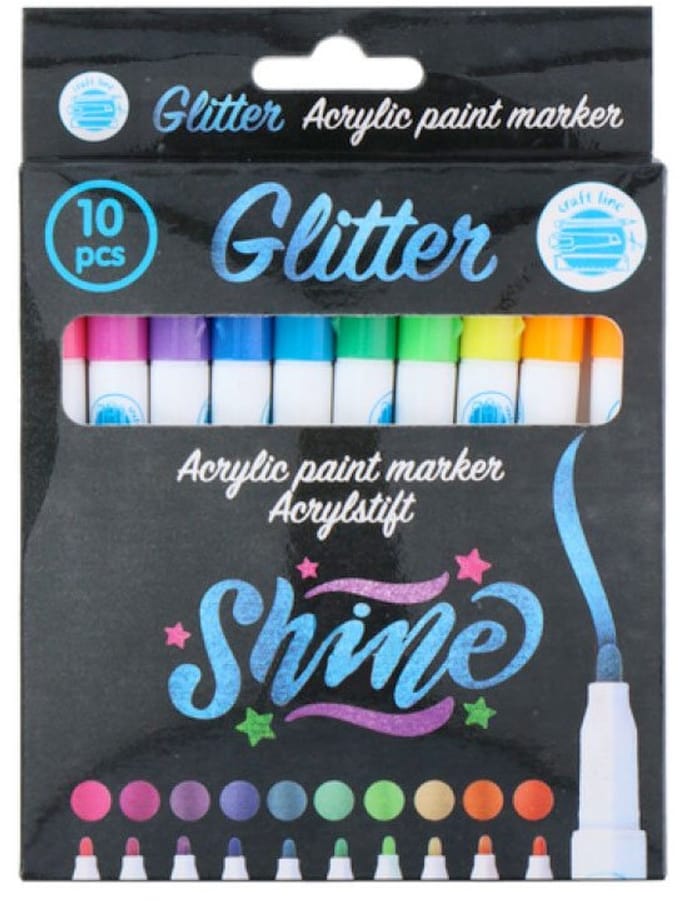 Acrylstiften Glitter, 10st.