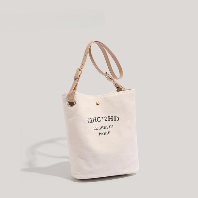Tas Casual Bucket Tote Canvas Tas Mode Schoudertas Crossbodytas white