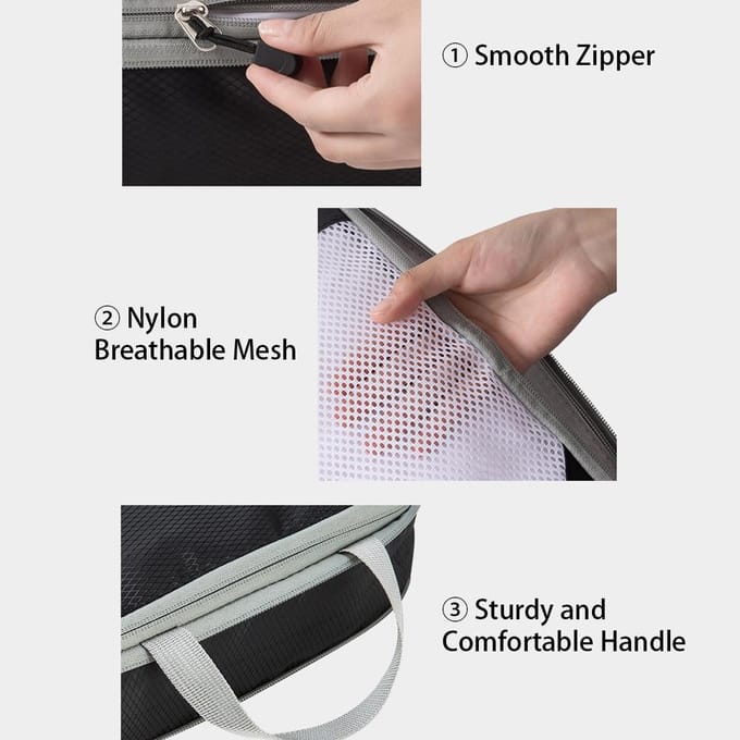 1 set compressieverpakkingsblokjes samendrukbare reisverpakkingsorganizer voor handbagage