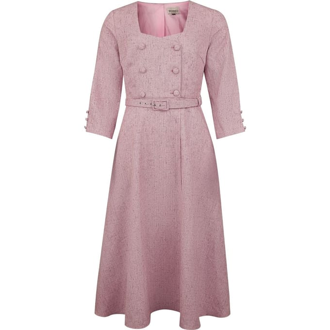 Banned Retro - Rockabilly Midi-jurk - Isobel Dress - XS tot XXL - voor Vrouwen - lichtroze