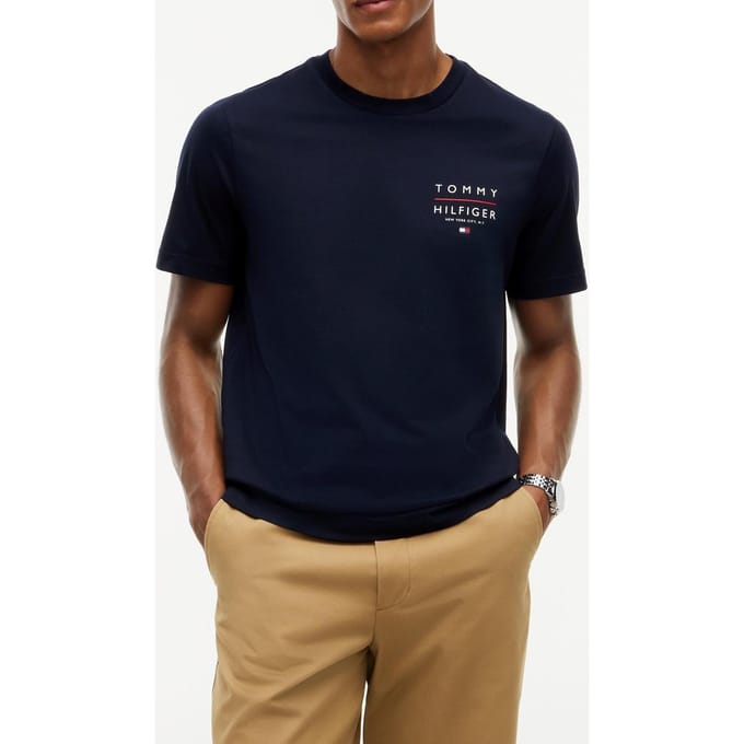 Tommy Hilfiger Brand Love T-shirt Desert Sky Maat: L | Basic T-Shirts Outlet | Heren | Blauw