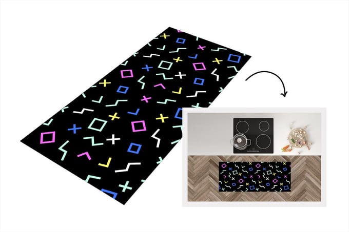 Keukenloper - Loper keuken - Game Console - Vector - Abstract - 120x50 cm - Keukenloper vinyl