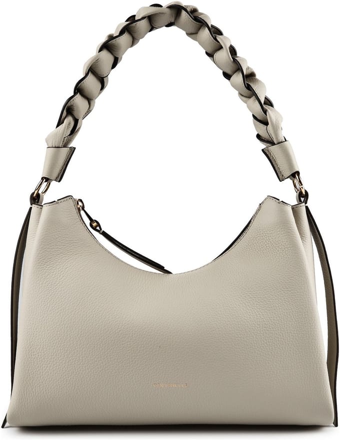 COCCINELLE Leren schoudertas Boheme Grana Double Shoulder Bag Eucalipto / Fango groengrijs