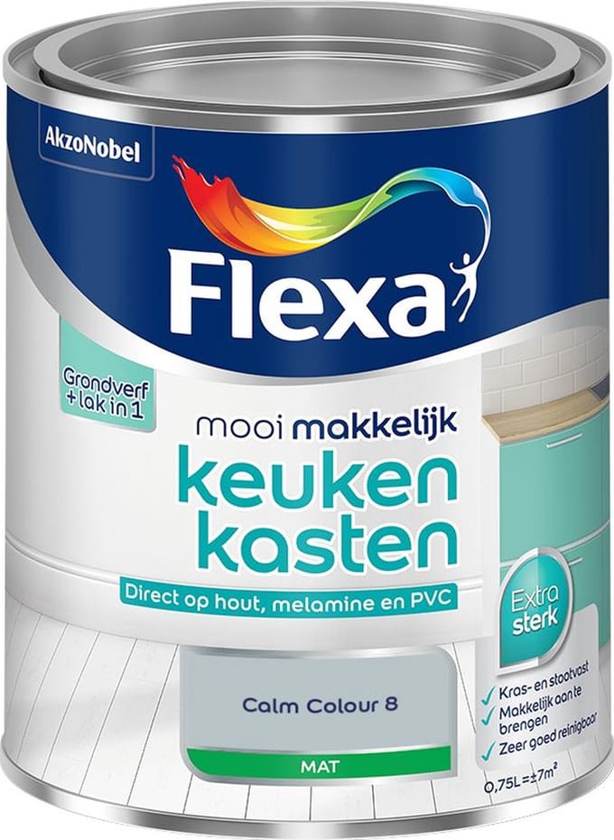 Flexa - Mooi Makkelijk Keukenkasten Mat - Calm Colour 8 - Mengverf - 750 Ml