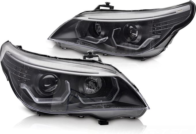 Viking Choice Koplampen BMW E60 E61 - 3D LED angel eyes - zwart - 2003-2007