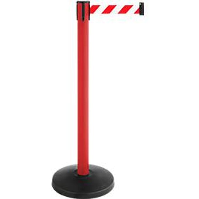 Afzetpaal met trekband, set van 2, rood, trekband rood/wit