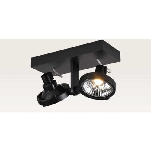 LUSENZ Plafondlamp Telesto nero II - AR111-fitting - IP20 voor binnen - Zwart - Aluminium - Dubbele spotlight