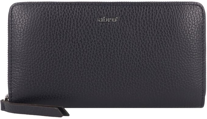 abro Leren Portemonnee Leather Adria Zip Wallet Navy Blauw