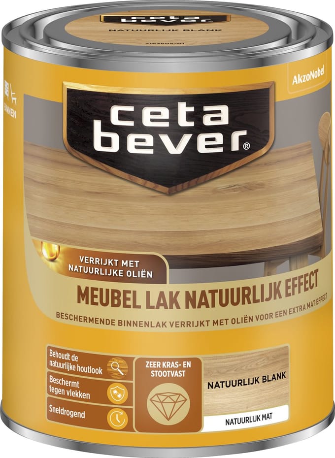 Cetabever - Meubellak Natuurlijk Effect - Natuurlijk Blank - 750 Ml