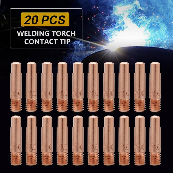 20 stuks koperen contacttip voor 15AK MIGMAG laspistool verbruiksartikelen (0,8 mm) wit