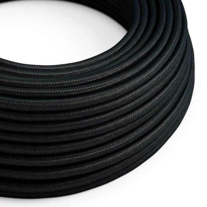 2 meter Strijkijzersnoer van viscose - zwart