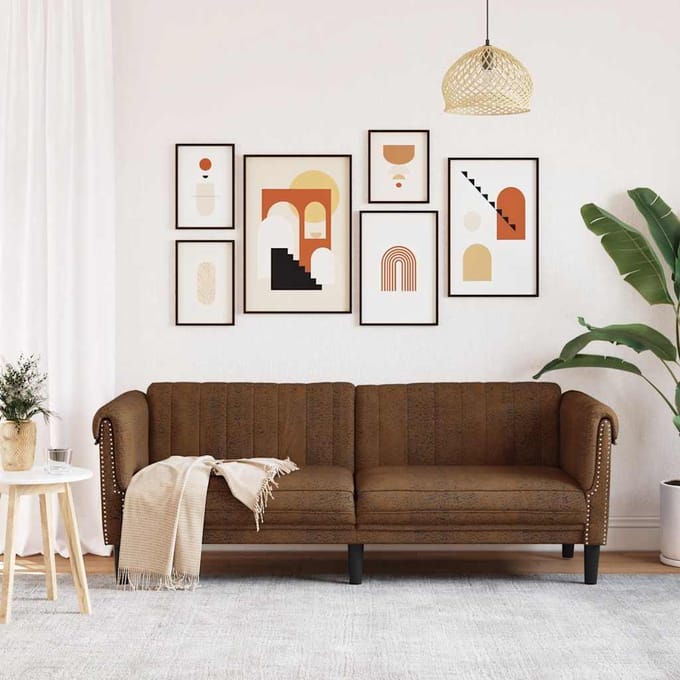 vidaXL - Driezitsbank - kunstsuède - bruin