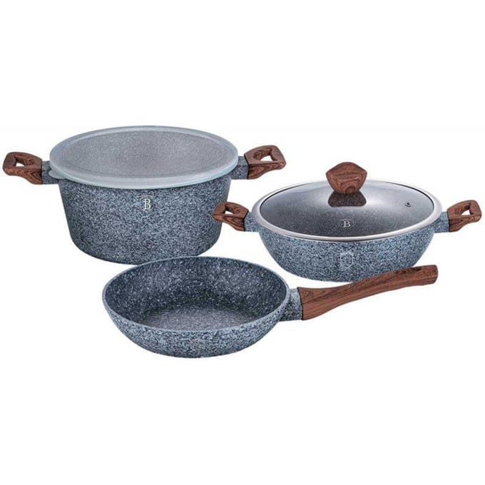 Berlinger Haus Forest Line - Granieten Pannenset - 2 Potten + Pan - Soft-Touch Handgreep