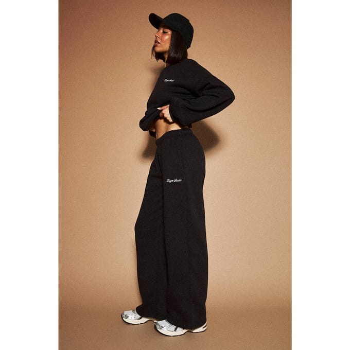 Dames Dsgn Studio Slim Rechte Pijp Joggingbroek | Zwart | Maat: XL