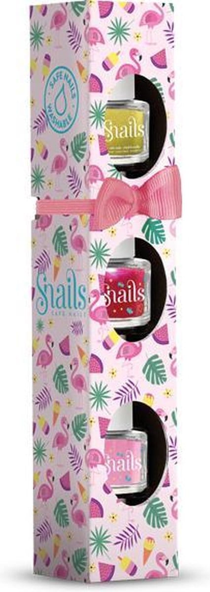 Kinder Nagellak Snails veilig afwasbaar Flamingo Mini Pack van 3