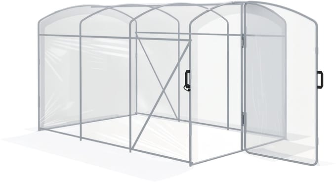 Killogood Tunnelkas, toegankelijk, transparante folie, gegalvaniseerd stalen frame, 3 x 2 x 2m