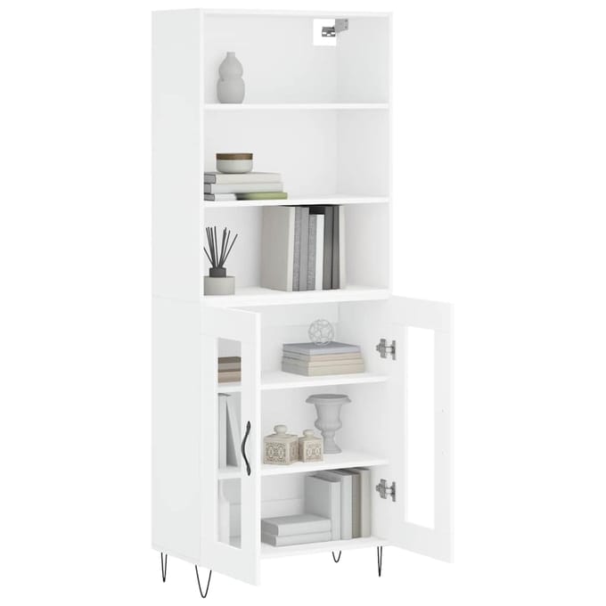 vidaXL - Hoge - kast - 69,5x34x180 - cm - bewerkt - hout - wit
