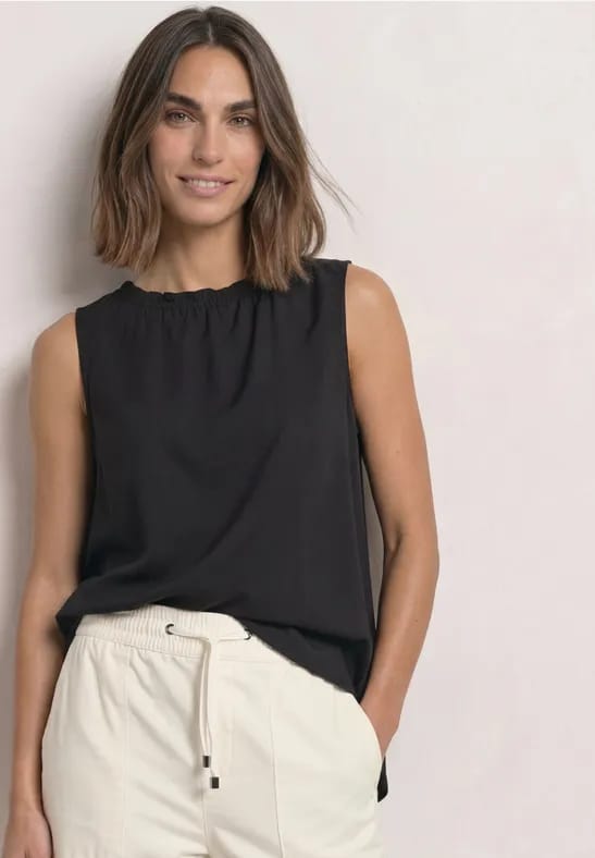 Blouse met gerimpelde ronde hals