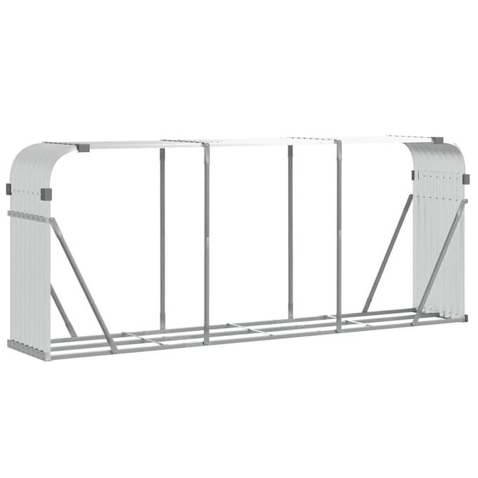 Support de stockage de bûches pour cheminée Argent 234 x 45 x 100 cm Acier Galvanisé