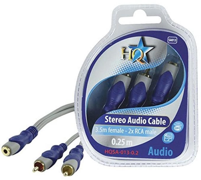 3,5 mm stereo naar 2x RCA kabel 0,2 m - geluidsverbinding voor audioapparatuur