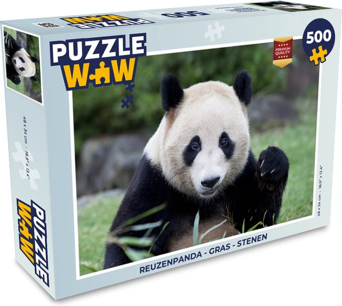 Puzzel Reuzenpanda - Gras - Stenen - Legpuzzel - Puzzel 500 stukjes