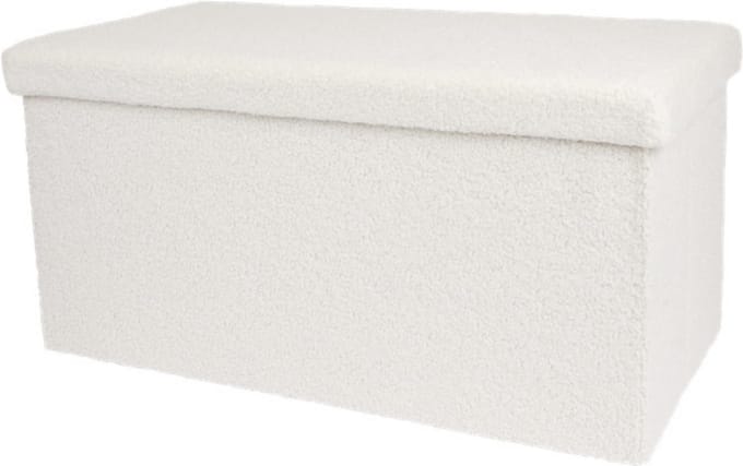 Teddy - Opbergpoef - Vouwbaar - Wit - 76 cm breed - 38cm hoog - bankje - organizer