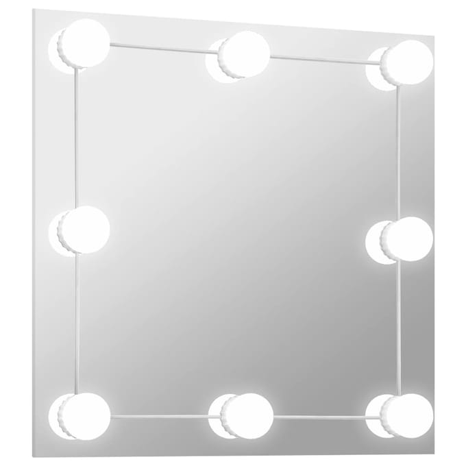 vidaXL - Wandspiegel - met - LED-lampen - vierkant - glas
