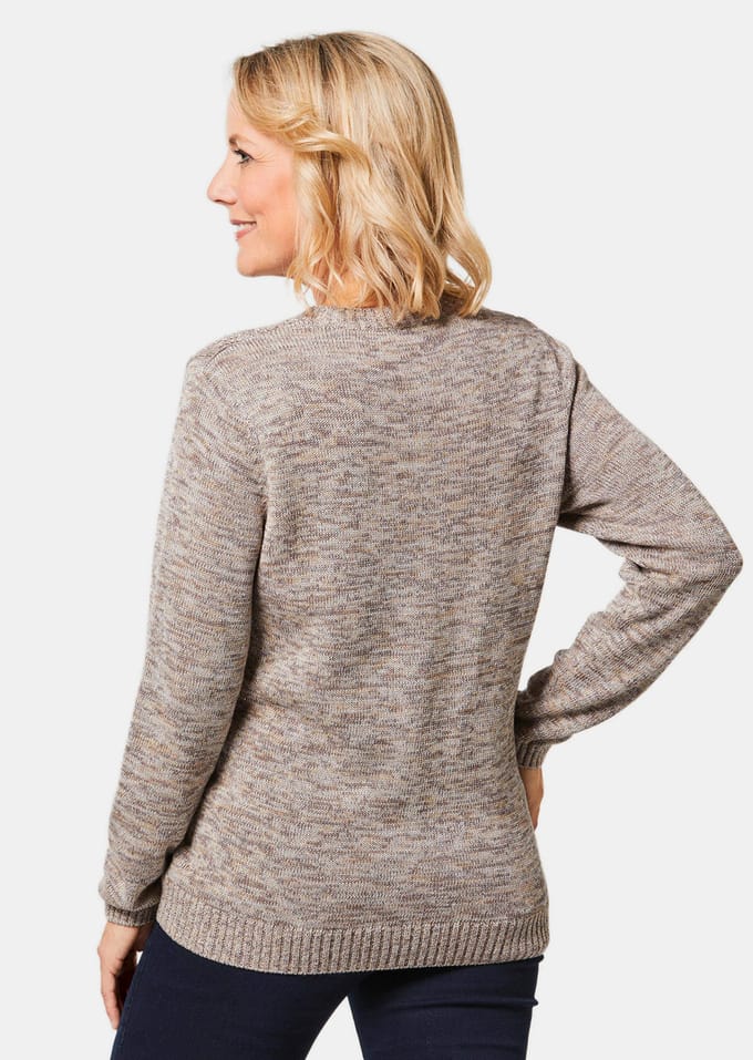 Pullover met glansgaren - taupe / gemêl. - Gr. 38 van Goldner Fashion