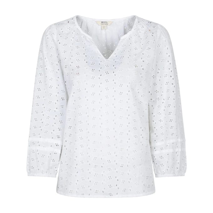 Mountain Warehouse Dames Broderie Lichte 3/4 Mouwen Casual Shirt (Wit)