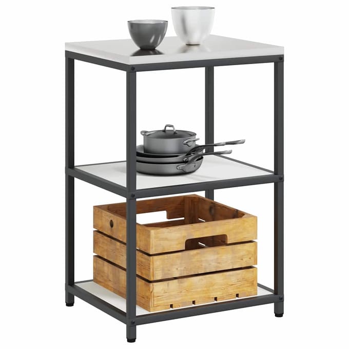vidaXL - Keukenplankeenheid - HATTEM - Wit - 60 - x - 50 - x - 92 - cm - Staal