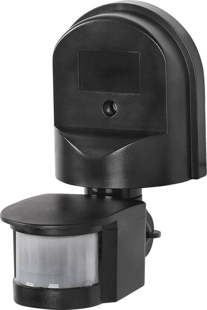 Q-Link Bewegingsmelder - Opbouwmodel - 1200W - IP44 Spatwaterdicht - PIR Sensor met Schemerschakelaar - Detectiebereik 1-8 Meter - Detectiehoek 180 Graden - Voor Buiten - Zwart