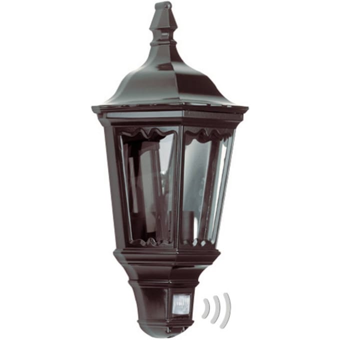 KS Verlichting wandlamp - Ancona - Plat - Bewegingssensor - zwart - Buitenlamp - E27 - Glas - Klassiek - Aluminium