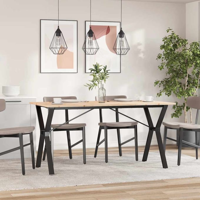 vidaXL - Eettafel - Y-frame - 140x80x75 - cm - massief - grenenhout - en - staal