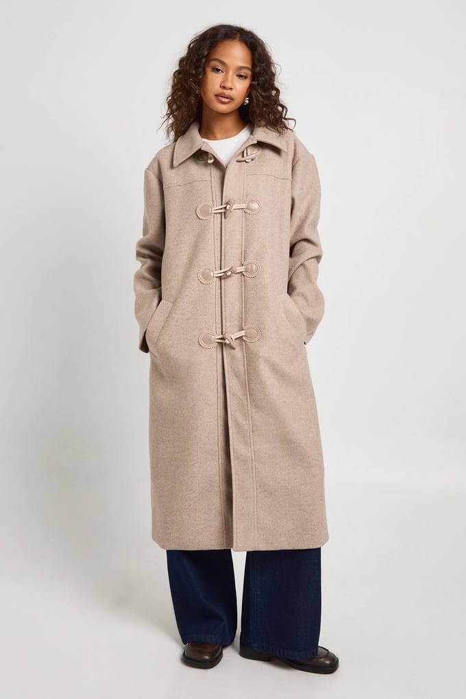 boohoo Dames Maxi Toggle Detail Duffle Coat | Stone | Maat: 8