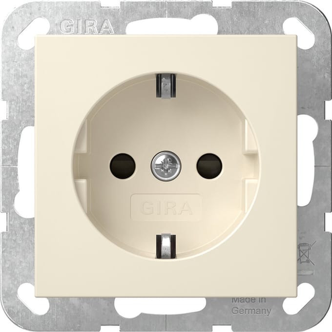 GIRA Systeem 55 Wandcontactdoos met randaarde Kinderveilig 1V Crème wit 475501