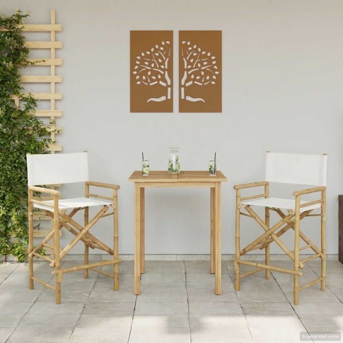 vidaXL - Vouwbare - Regisseursstoel - 2 - st - Naturel - Bamboe