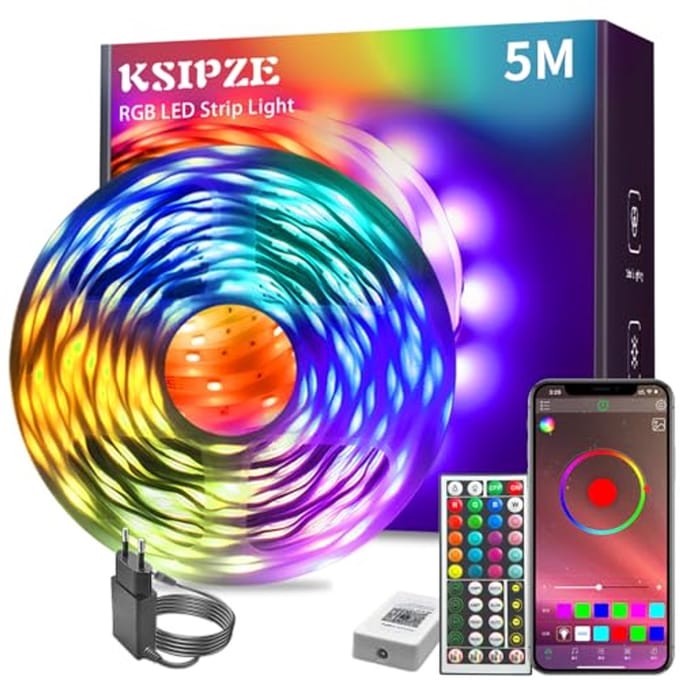 Ledstrip 5 m RGB met afstandsbediening en Bluetooth voor sfeervolle verlichting
