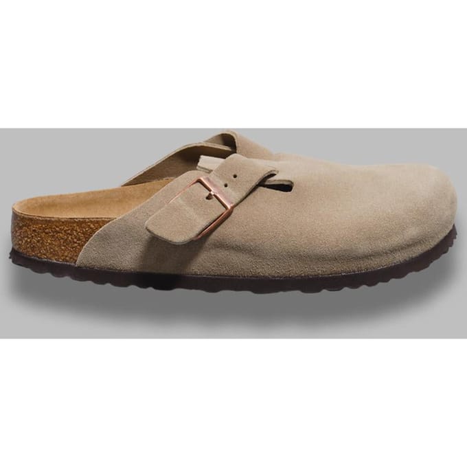 Birkenstock Boston Suède Taupe Smal Voetbed Unisex Instapper - Maat 37